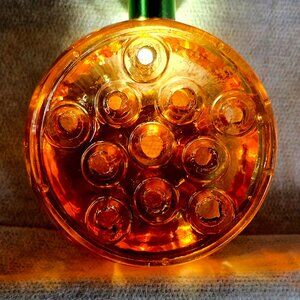 Antique Marigold Carnival Glass Flower Frog Paperweight 11 Hole 3” c.1915–1925